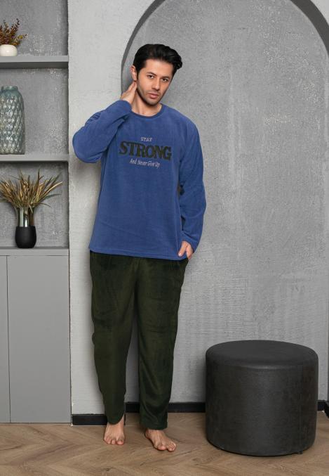 Pijama Barbat POLAR , Culoare Albastru, Engros